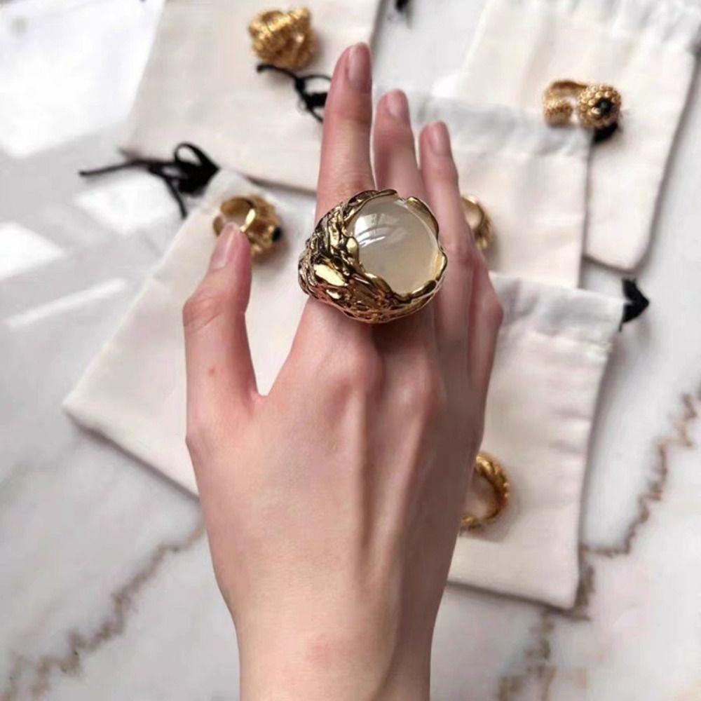 Metal Material Geometric Hollow Ring Hollow Design Personality Ring  Fashion Accessory