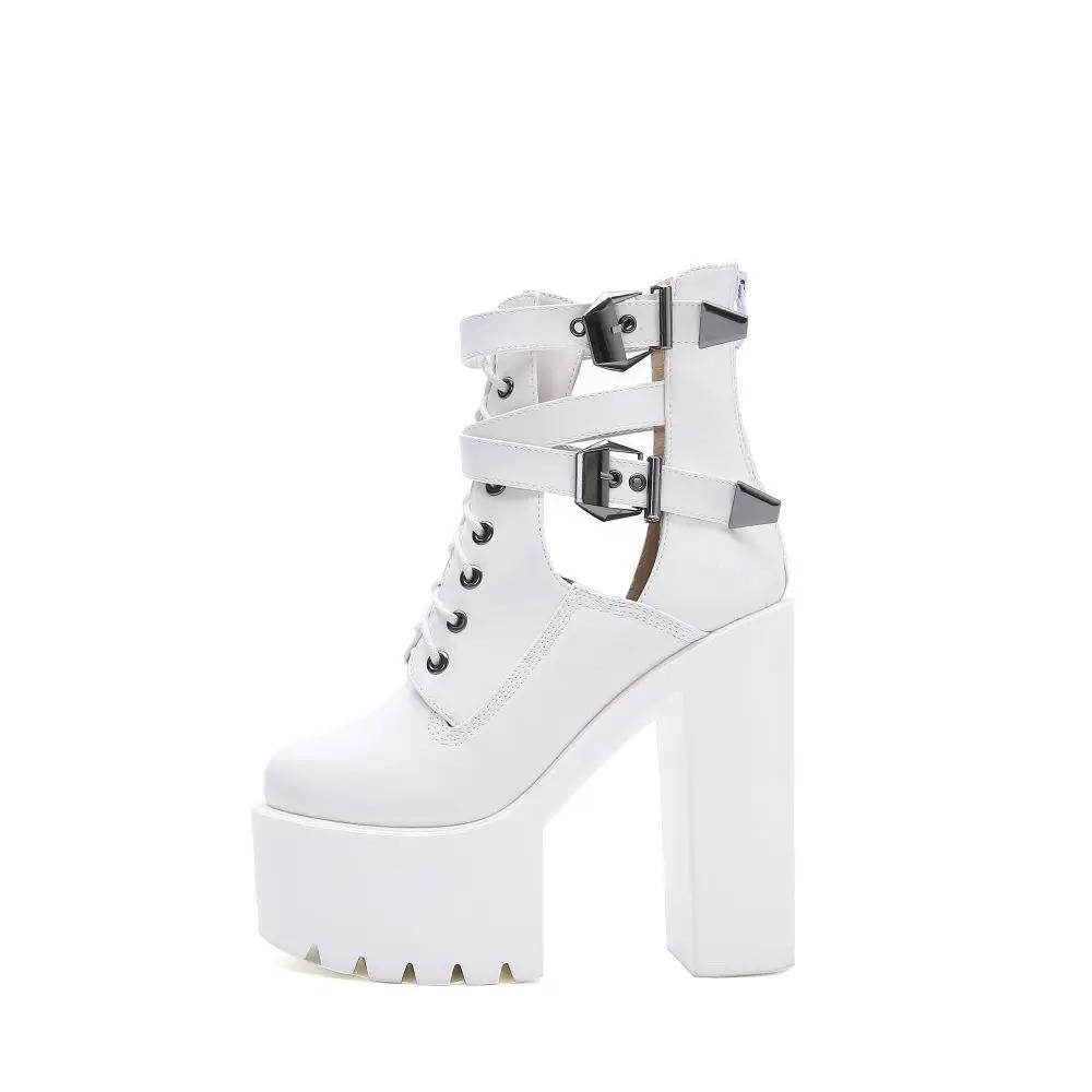 

Women Boots thick-bottomed Short Boots White Super High With Punk Performance high-heeled Short Shoes black 14CM 34 белый