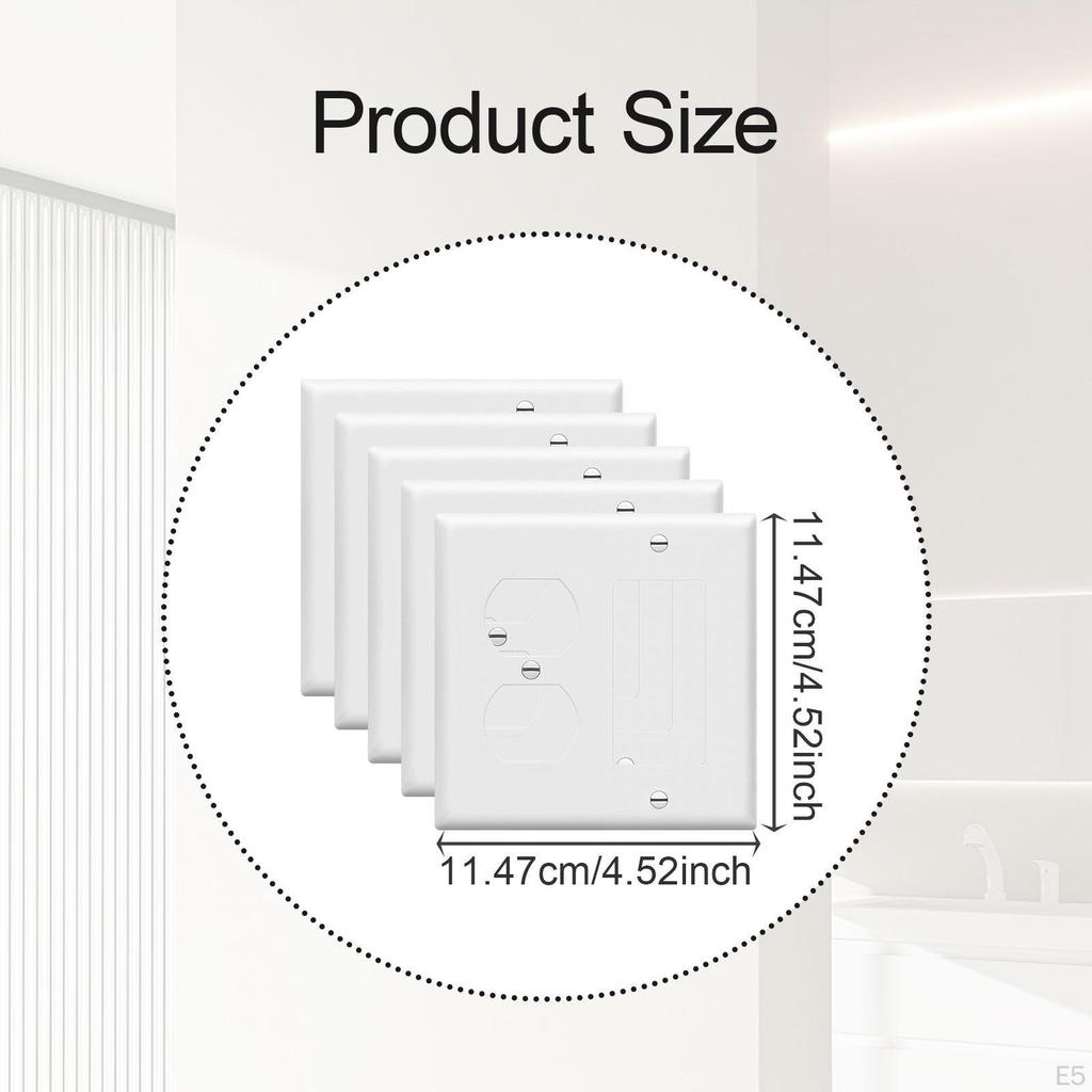 5 Count Duplex Outlet Plates, Modern Switch Covers for Household And Hotel Use