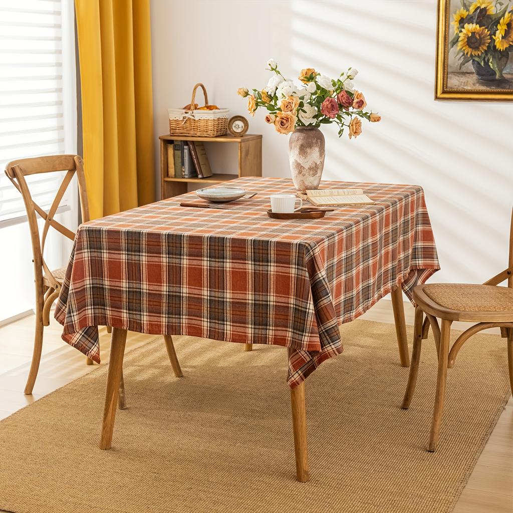 Autumn checkered tablecloth, British retro style dining tablecloth, suitable for restaurant, living room and coffee table cover.