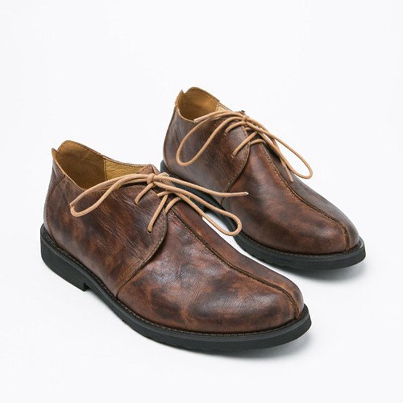 Handmade Retro Men`S Derby Shoes Genuine