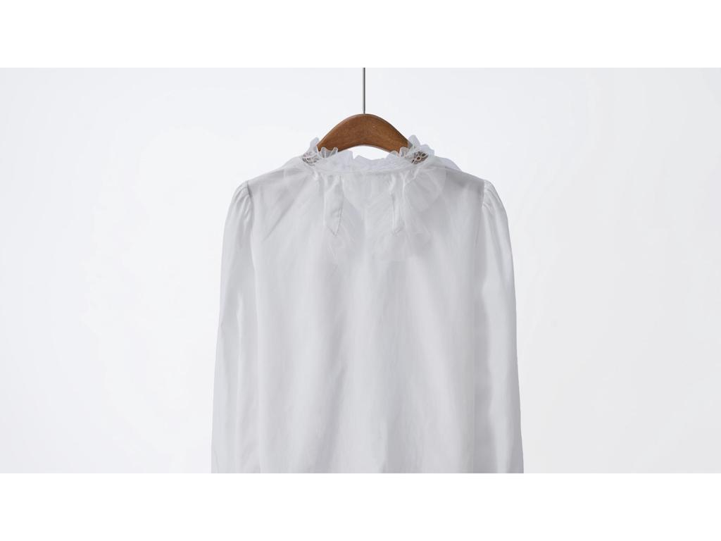 Premium Purple Label: 2026 Spring Silk-Cotton Blend French Style Ruffle V-Neck Bell Sleeve Shirt