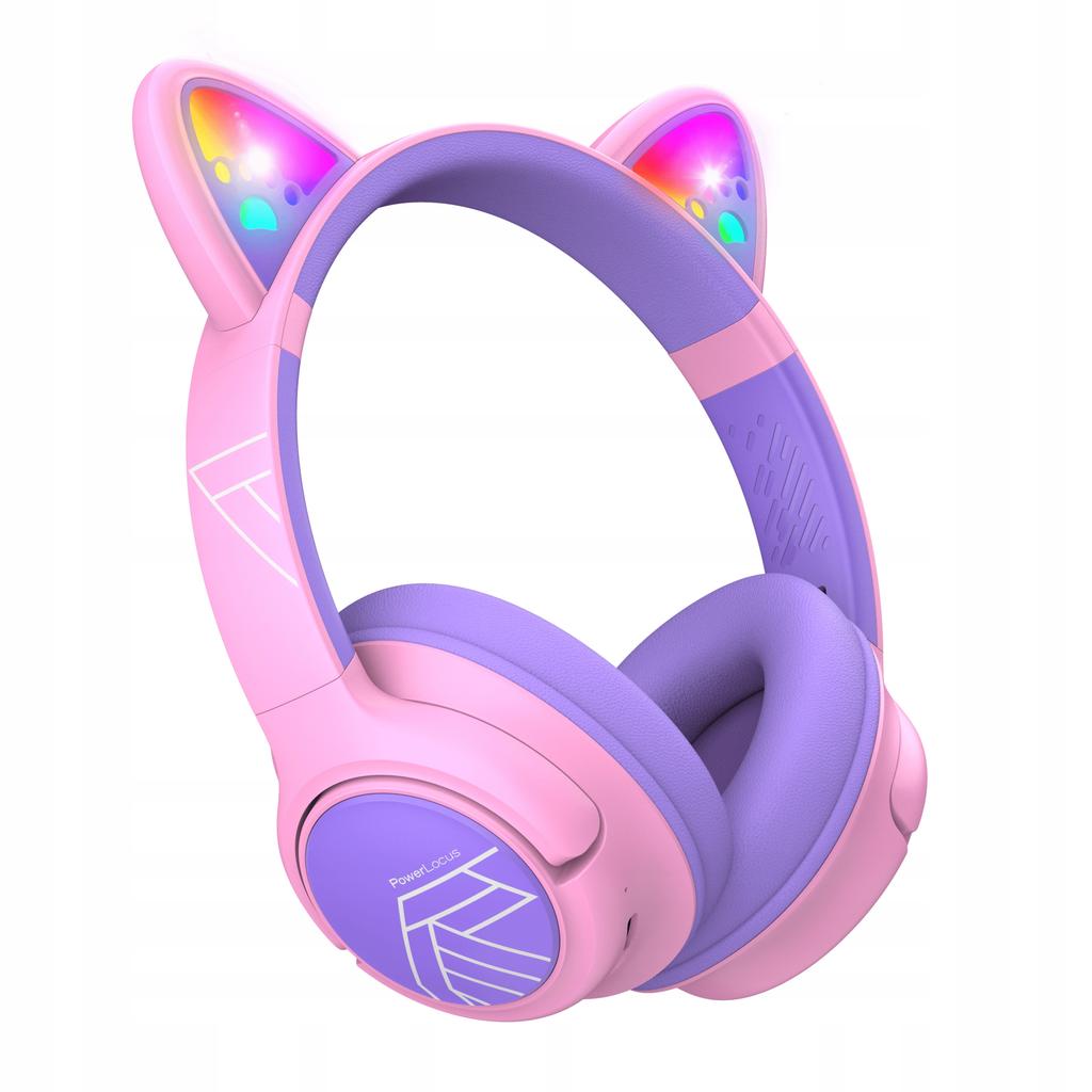 PowerLocus Bobo CAT Wireless LED AUX Headphones for Kids