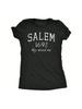 Black Short-Sleeved Plus-Size T-Shirt Featuring a Vintage Print That Reads 'SALEM 1692'. Made from Soft Fabric with a Ca