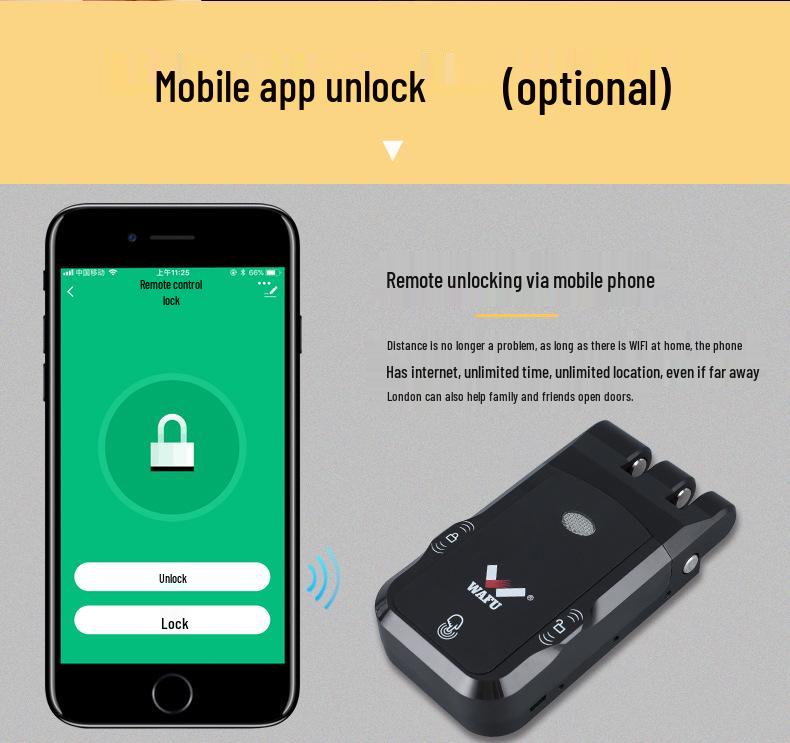 Graffiti Invisible Wireless Anti-theft Smart Lock with Remote Control for Home, Keyhole-less Design for Entrance and Sliding Doors