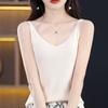 Frauen Tank MODERNE NEUE SAGA Sommer Gestrickte T-shirt Ärmellose Basic Tees Weste Unterwäsche Stricken Top Weibliche V-ausschnitt