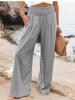 European & American High-Waisted Loose Summer Casual Wide-Leg Trousers for Women - Cotton Linen