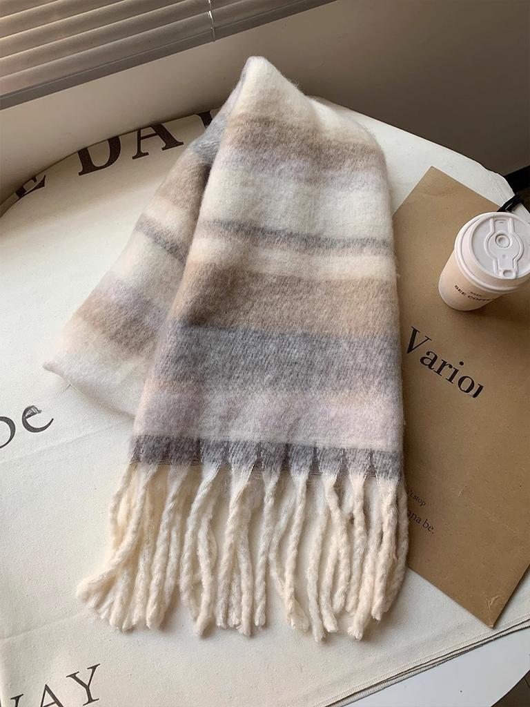 Winter Scarf For Women Cashmere Warm Plaid Pashmina Scarves Blanket Wraps Female Thick Soft Bufanda Tassel Shawl Long Poncho