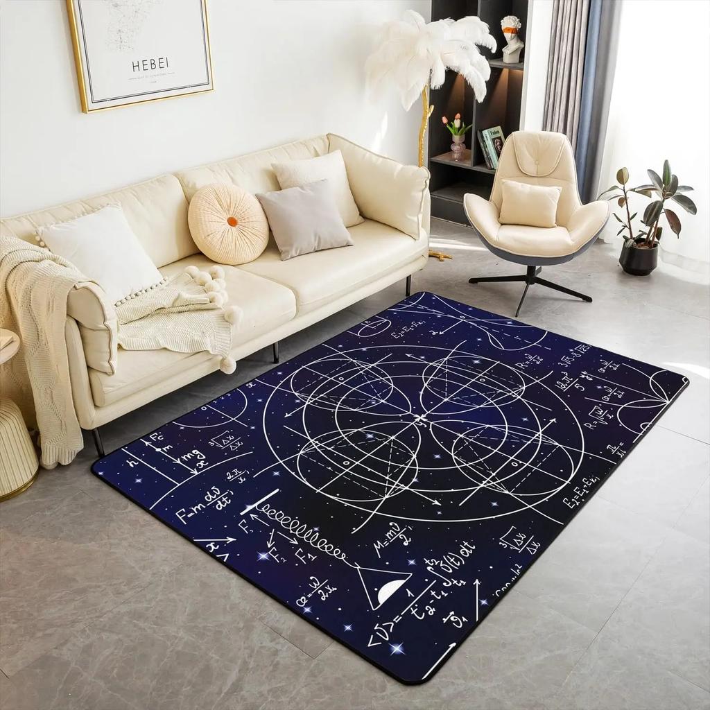 Math Theme Area Rug Math Equation Rugs for Boys Girls Math Geometry Science Style Carpet Mathematics Formula Indoor Floor Mat