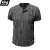 Men's Short-sleeved T-shirt Broken Holes Retro Men's Fashion Henley Shirt Men's Casual Fashion Tops Slim Fit