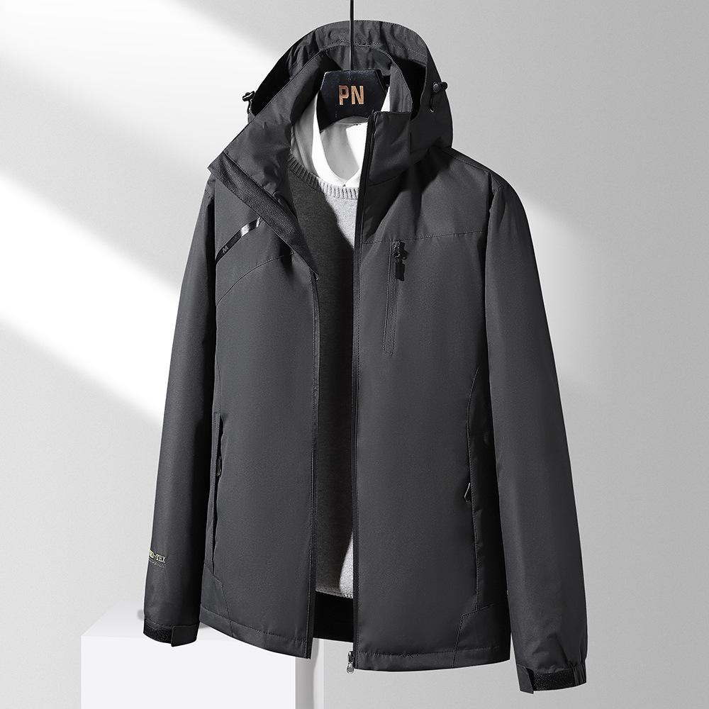 Men's Waterproof Windbreaker Jacket - Spring/Autumn, Breathable, Plus Size, Hooded, for Casual Camping and Mountaineering