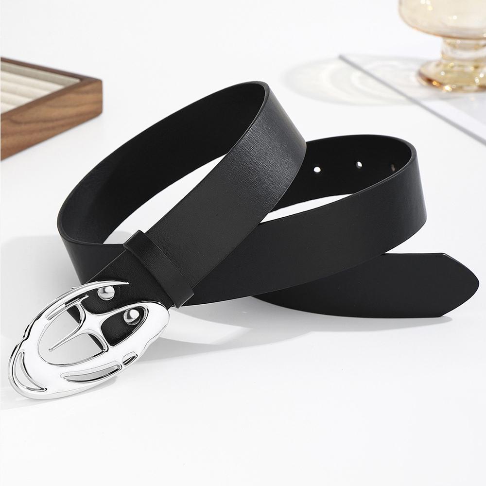 Stylish Oval Cross Metal Buckle Belt Punk Moon Star Design Vintage Gothic Y2k Belt Pu Leather Waistband Jeans Pants Belt Gifts