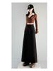 Women's Black Knit Skirt - 2026 Spring Arrival: Versatile Slimming Midi with Slit and Sticky Rice Hip Wrap.