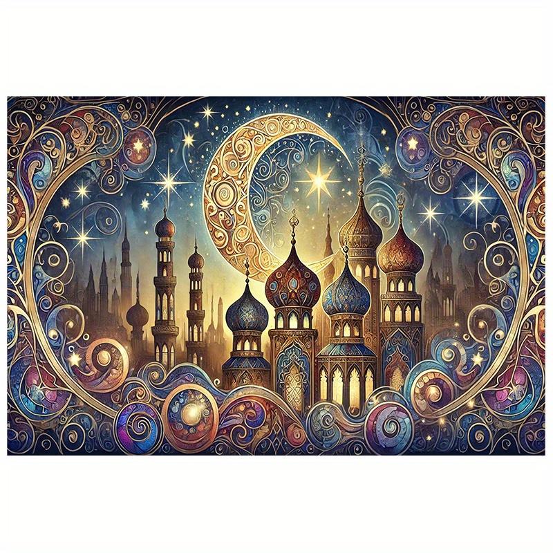 1 Stück, ein elegantes Eid al-Fitr Partybanner in einer Traumstadt, aus Polyester, für den Monat Ramadan und Eid al-Fitr