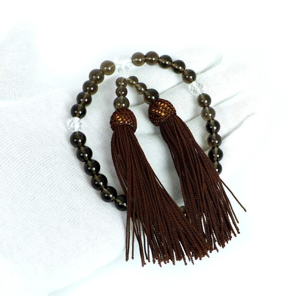 Informal Buddhist Prayer Beads for Women and Children, Natural Stone, Smoky Quartz