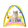 Tenda Provocadora para Gatos Sino Bola Dobrável Cama para Gatos Tenda Divertida Brinquedo Fofo para Gatos e Animais de Estimação Tenda para Gatos de Interior com Brinquedo Pendurado Portátil Respirável
