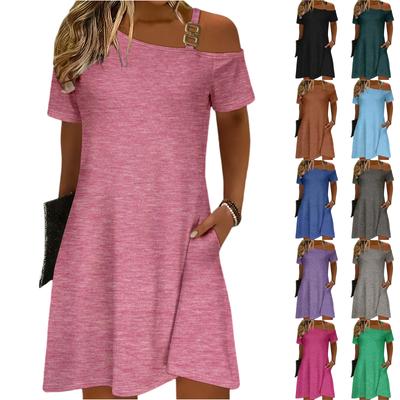 Women's Casual Loose-fitting Sexy Off-shoulder Short-sleeved Dress