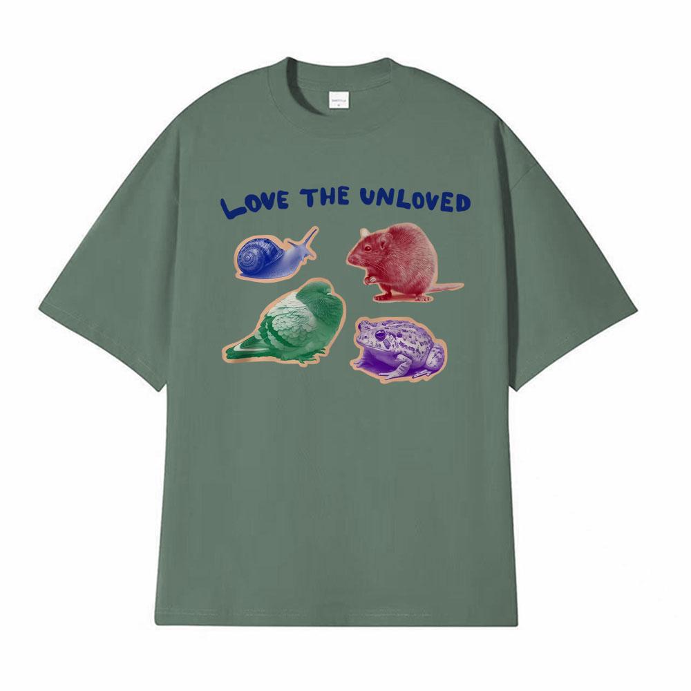 Love The Unloved Unisex Rat Pigeon Snail Rat Pigeon Frog Snail Funny Animal T Shirt Mens Clothing Fashion Cotton Loose Tshirts
