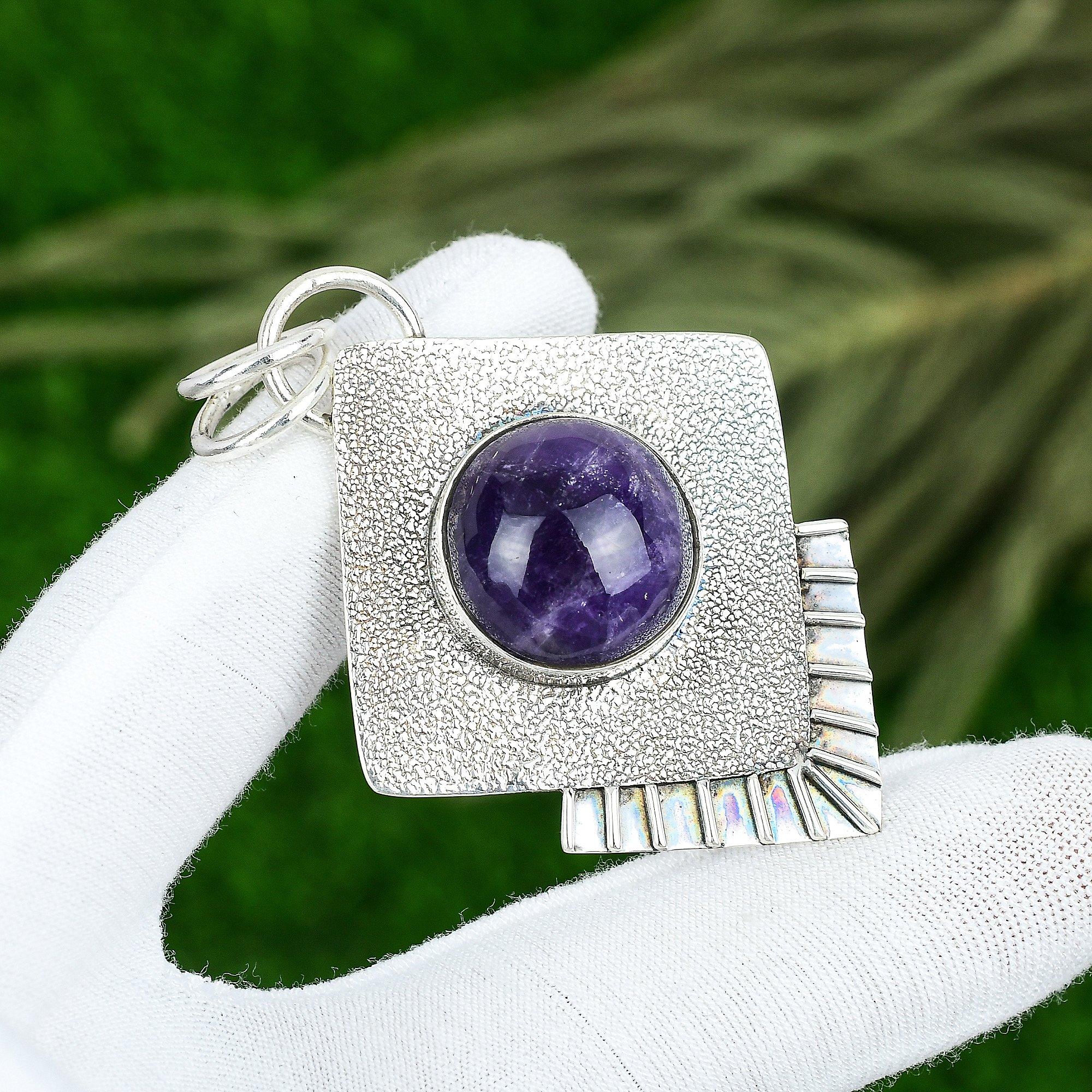 

Sisters Day Deal Round Star Amethyst Stone 925 Sterling Silver Pendant Jewelry