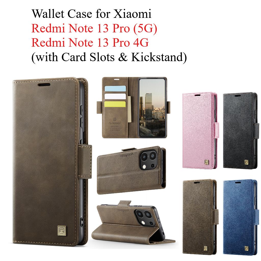 For Xiaomi Redmi Note 13 Pro (5G)/ Redmi Note 13 Pro 4G Wallet Case with Card Slots & Kickstand, 360° Protection Leather Case