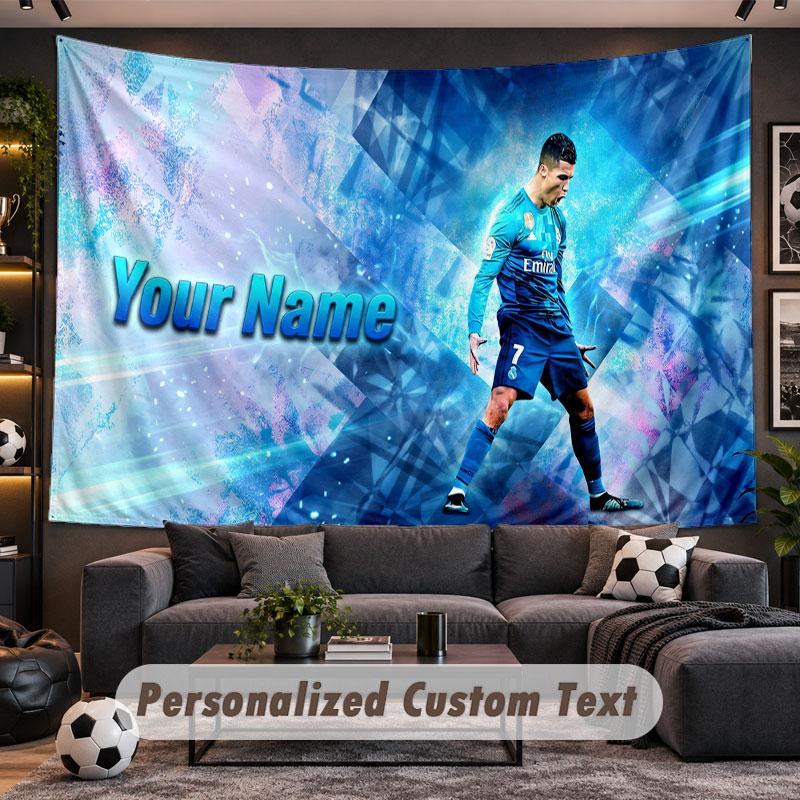 Wall Hanging Tapestry Custom NameCristiano Ronaldo Pattern Personalized Printed Fabric Wall Decor