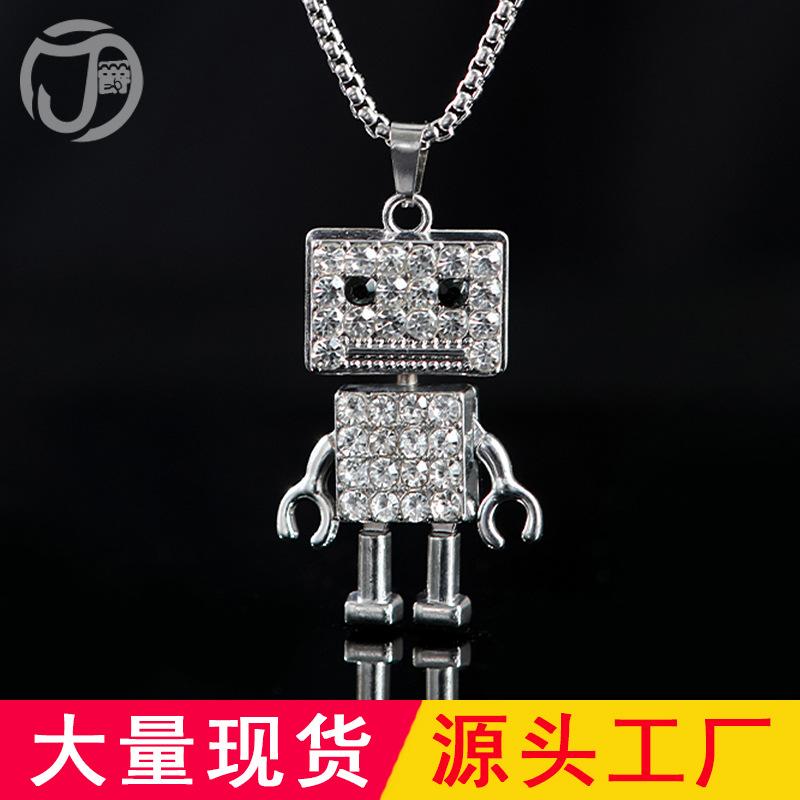 

Jinjue орнамент полный бриллиант робот кулон кулон хип-хоп пара длинный свитер цепочка ожерелье аксессуары популярные сети