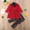 European & American Christmas Girl's Snowman Embroidery Top & Printed Set