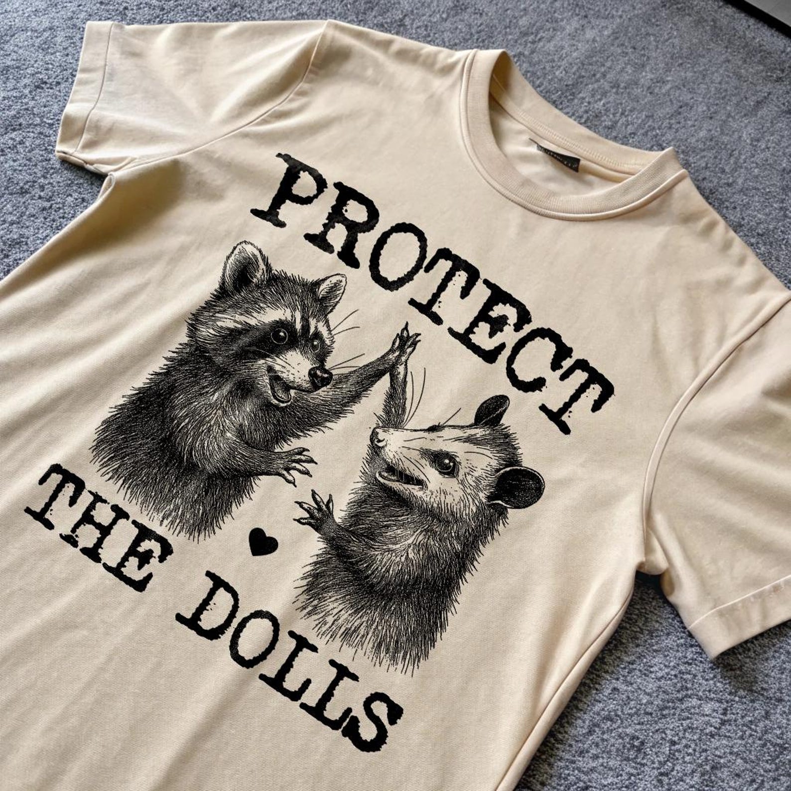 Protect The Dolls, Raccoon opossum Shirt, Equality Shirt, Meme T Shirt, Vintage Cartoon T Shirt, Aesthetic Tee, Unisex T-Shirt L