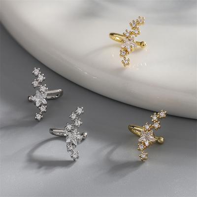 Kein Piercing Ohrklemme Satr Ohrringe für Damen 1 Stück Silberfarben Ohrclip Orbital Nicht Gepiercter Ohrring Schmuck