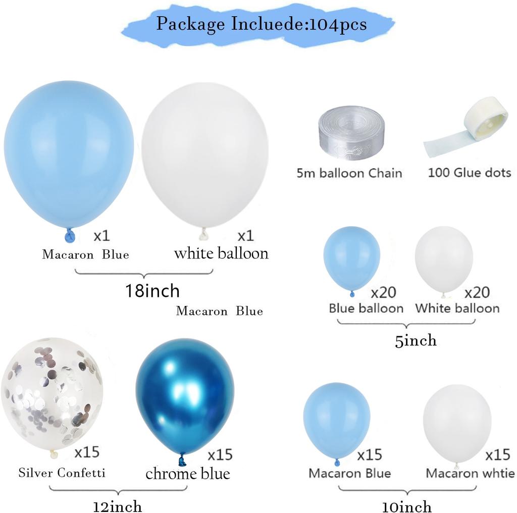 Blue Ocean Series Macaron Latex Balloon Male Treasure Birthday Decoration Balloon Chain Set Holiday Arrangement