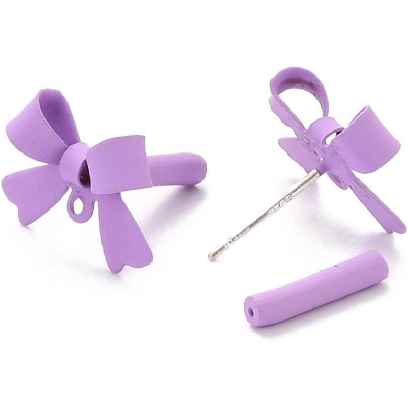 

DanLingJewelry 20 шт. Пуссеты-бантики, фурнитура, фиолетовые пуссеты-бабочки, штифты для серег с отверстием для изготовления украшений своими руками