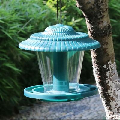 Waterproof Hanging Wild Bird Feeder Durable Plastic Bird Food Container with Roof Large Capacity Feeding Station Outside