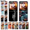 For Moto Razr 50 Case Clear Plastic Hard Painted Space Transparent Phone Covers for Motorola Razr 60 50 Coque Razr 2024 PC Cases