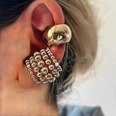 IF ME Set di Orecchini a Clip Largi Esagerati Per Donna Semplici Orecchini in Metallo di Rame Color Oro Da Indossare Tutti i Giorni Gioielli da Vacanza Regalo