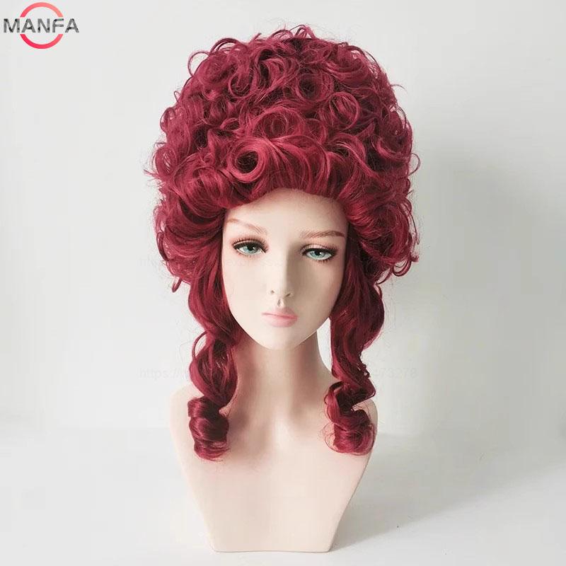 Marie Antoinette Cosplay Parykker Prinsesse Medium Krøllete Varmebestandig Syntetisk Hår Parykk + Parykkhette