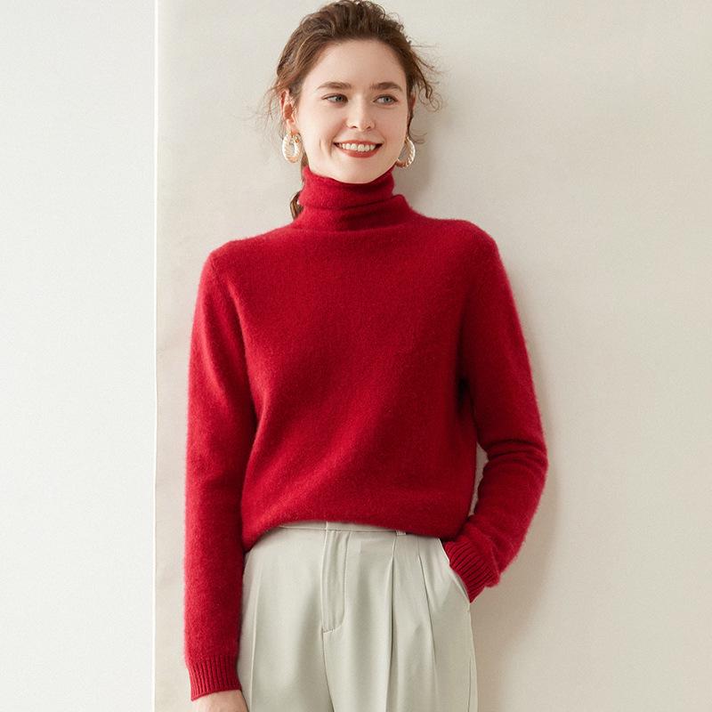 Cashmere Stack Collar Sweater: 2025 Autumn/Winter Women's Loose Slimming Korean Style Pullover Base Layer.