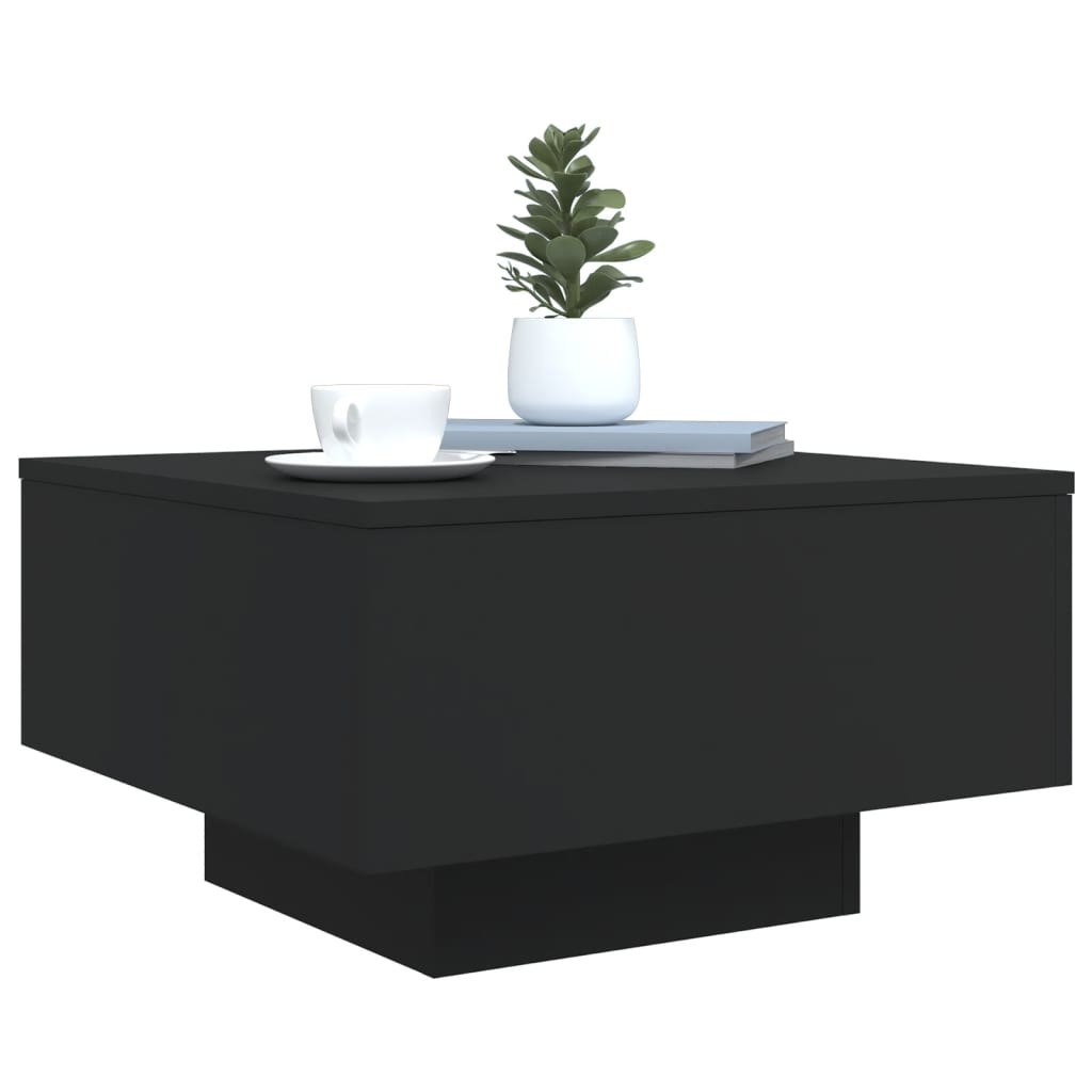 Black minimalist style sofa table for living room, outdoor coffee table, balcony lounge table, decorative display table, 55 x 55 x 31 cm