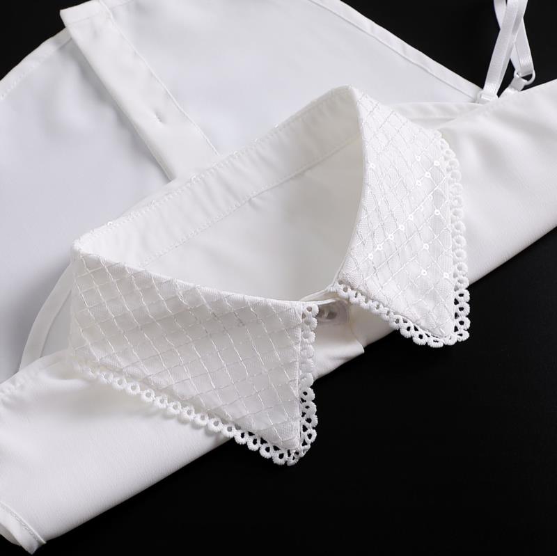 Perfect Match Embroidery Fake Collar Women Lace Detachable Lapel Collar Shirt Top Tie White Ruffles False Collar Woman Removable False Blouse