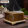 Antique Zinc Alloy Square Incense Burner Heart Sutra Plate Censer Burner Holder Aromatherapy Furnace Tea Room Study Tea Ceremony