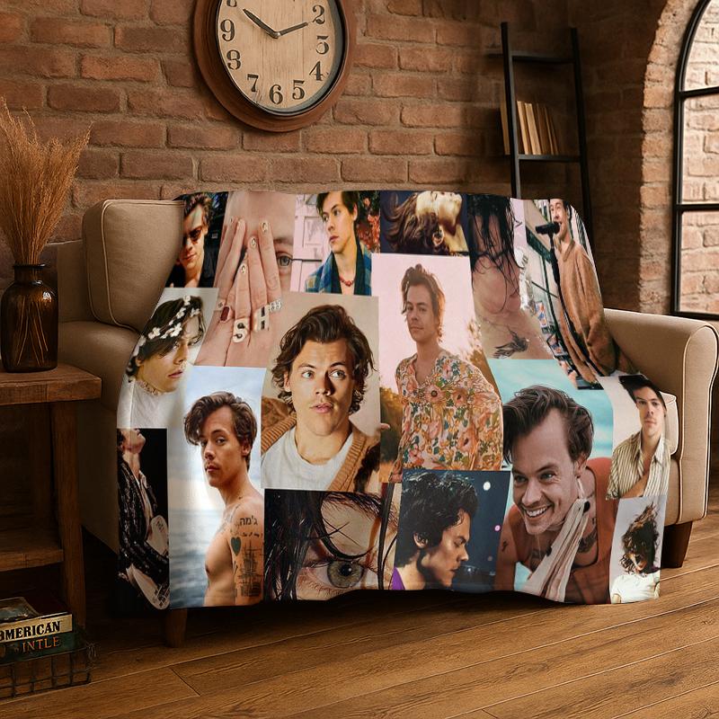 Moda Harry Styles Cantante Stella Coperta di Flanella Morbida Calda Coperta Plaid per Camera da Letto Soggiorno Letto Viaggio Campeggio Picnic Regalo