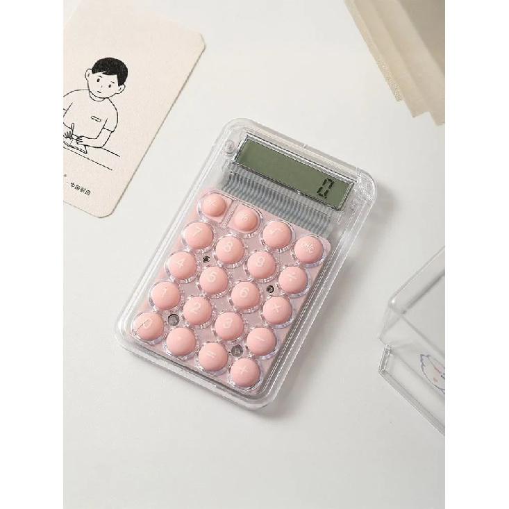 Mini Calculator 8-Digit LCD Display Transparent Portable Calculator for Students