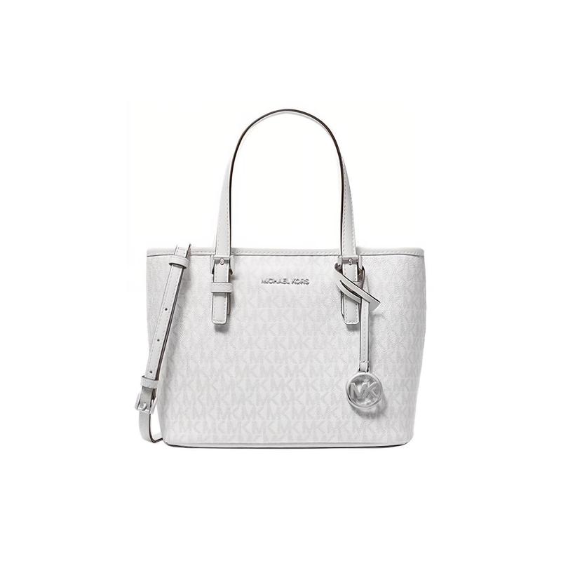 MICHAEL KORS Logo print adjustable shoulder strap patchwork canvas crossbody bag women s white белый