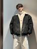 Men's American Style Tie-Dye Lamb Wool PU Leather Rivet Jacket