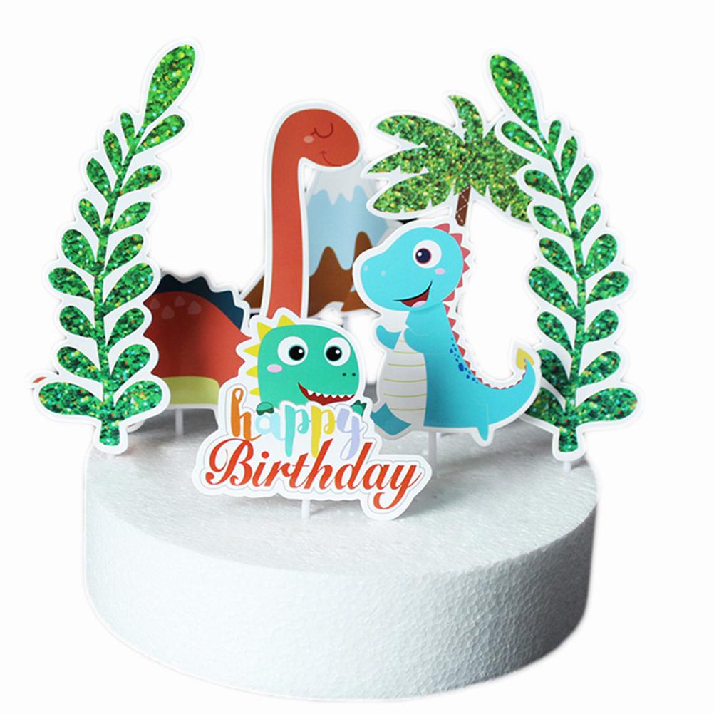 

6 наборов вставок для торта количество топперов динозавр десерт украшения выпечка день рождения вечеринка принадлежности бумага 13x9cm