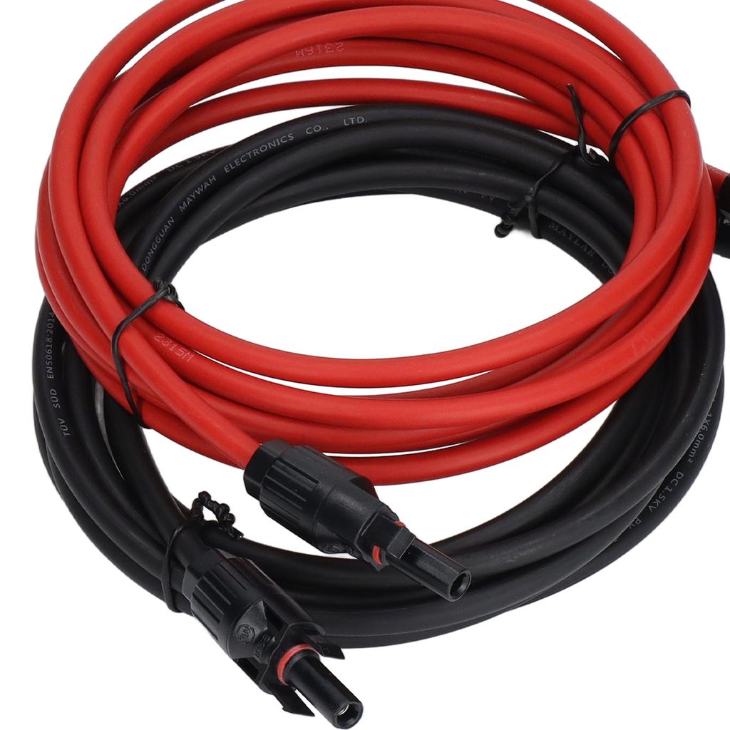 2Pcs Solar Panel Extension Cable 10AWG 6mm² Solar Extension Cable Rated Voltage 1000V Red Black