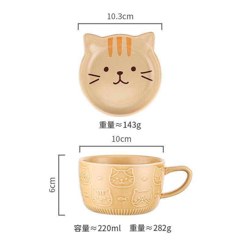 Cute Cartoon Cat Ceramic Mug with Lid Cup