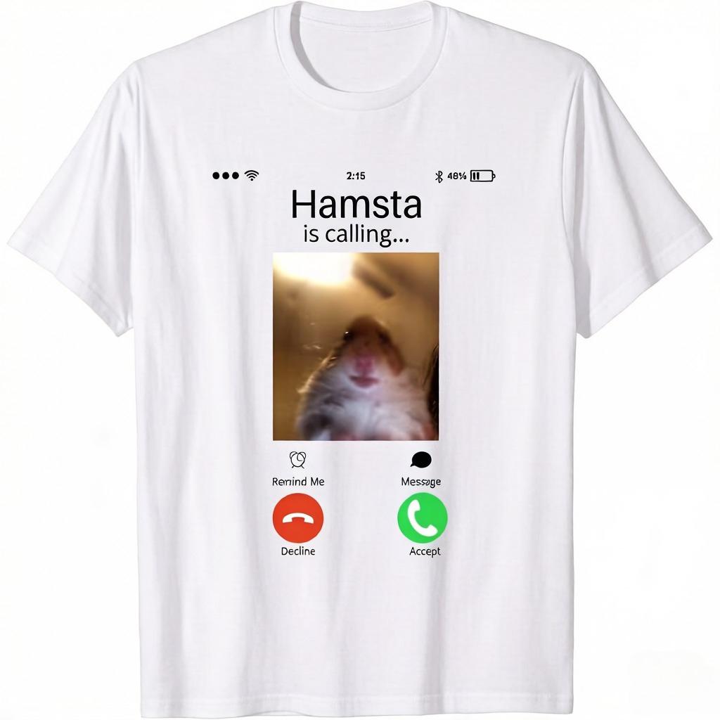 Funny Hamster Video Call Emoji Print Tshirt for Unisex Summer New Product Comfortable Casual Cotton Tshirt Streetwear
