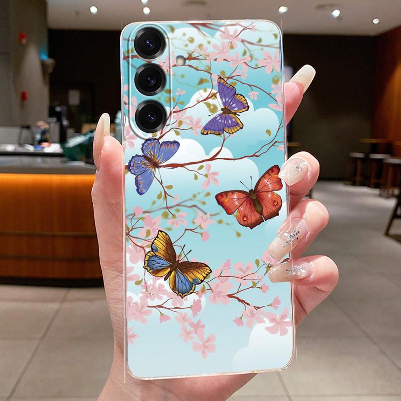 For Samsung Galaxy A17 4G 2025 Case Clear Beautiful Butterfly Flowers Printed Soft Silicone Cover For Samsung A17 A 17 5G Cases
