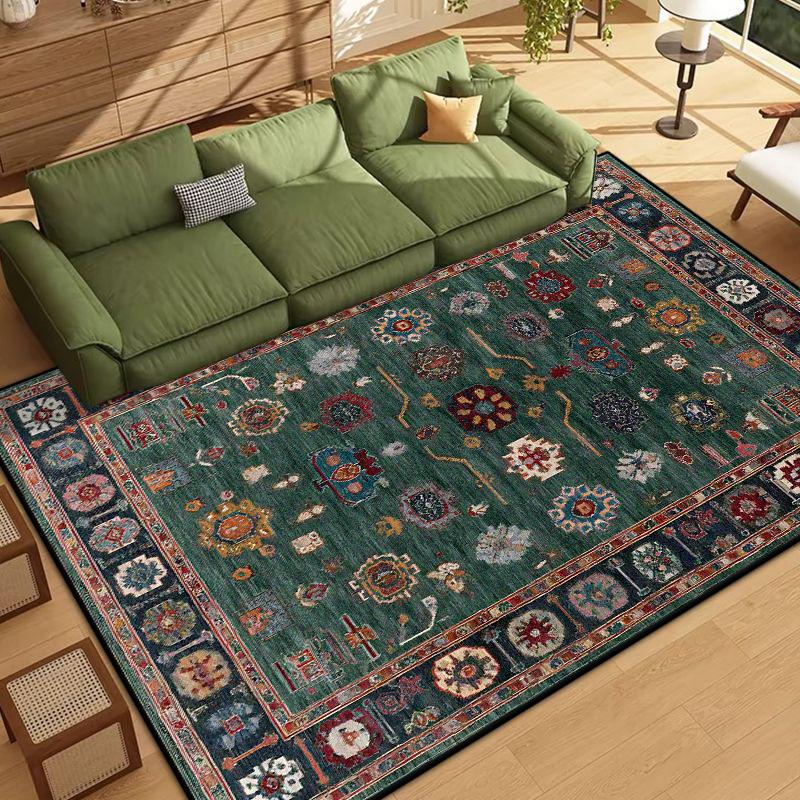 Persian Style Border Design Living Room Rug Soft Antiskid Bedroom Decor Carpet Easy Cleaning Entrance Door Mat Machine Washable