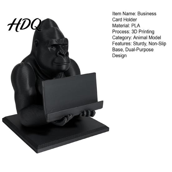 Modern Office Accessories for Men 3D Printed Gorilla Business Card Holder Phone Stand Cool Desktop Unique Gifts Colleagues Organizer Figurine